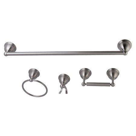 Kingston Brass Restoration 4-Piece Bathroom Hardware, Brushed Nickel BAK3961478SN